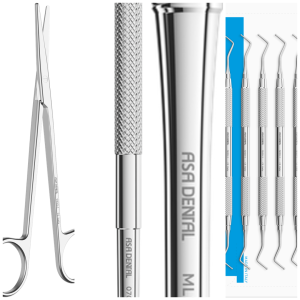 ASA DENTAL (Ψαλίδι Metzenbaum - Delikat + Λαβή Κατόπτρου + Περιοδοντική Μύλη + Σετ 5 Εργαλείων Διαμόρφωσης)